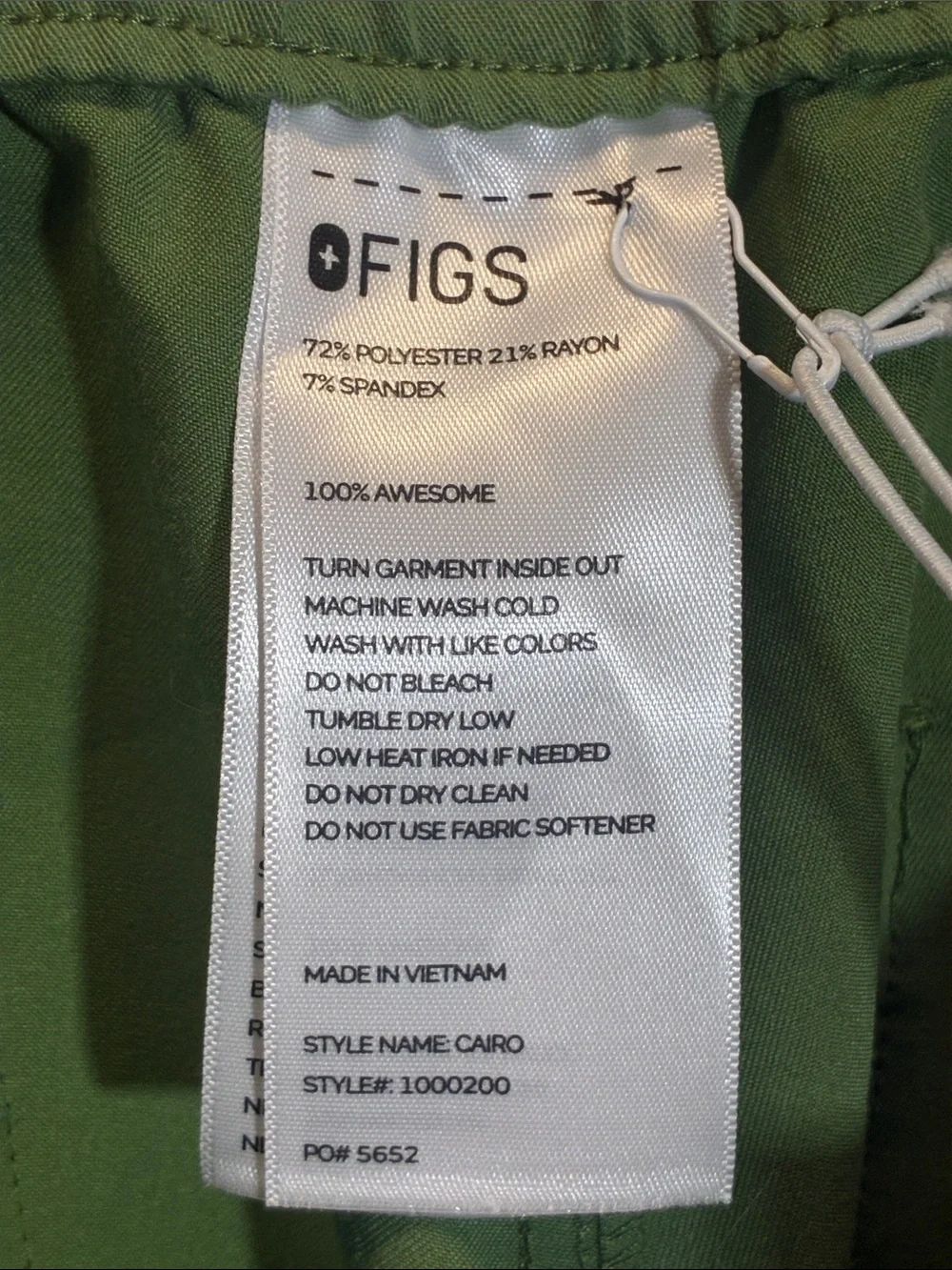 FIGS Men's Medium/Tall Cairo Olive Green Cargo Scrub Pants w/Yellow Drawstring